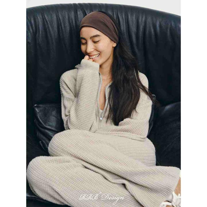 RRB Design「精致日常」羊毛羊绒华夫格上衣外套+直筒长裤两件套