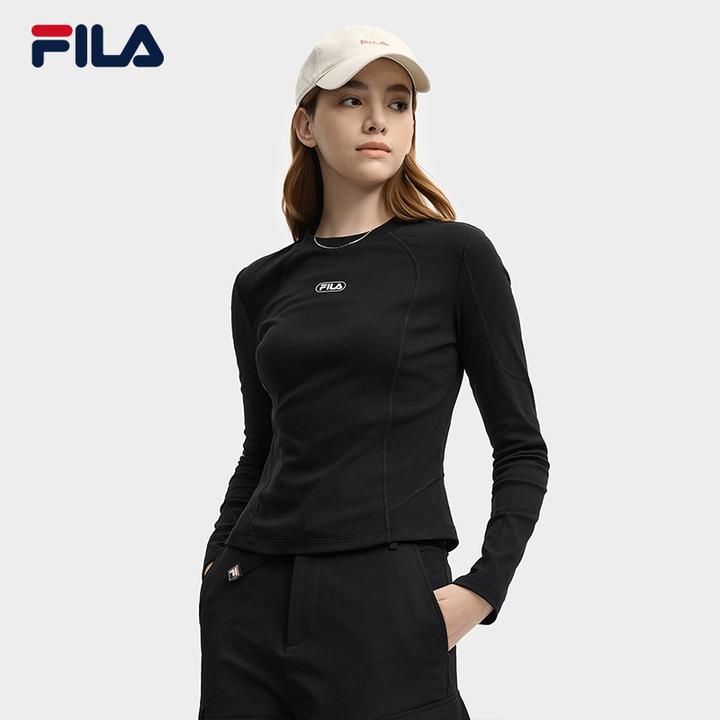Fila/斐乐女士【抓绒打底】内搭2025秋季新款修身运动T恤长袖打底