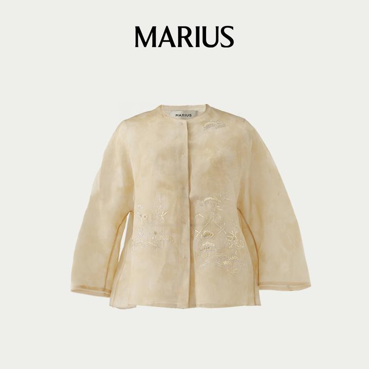 MARIUS“云香山”欧根纱刺绣新中式长袖短外套