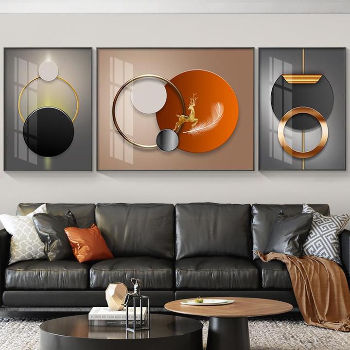 北欧客厅装饰画2021新款轻奢沙发背景墙壁画现代简约三联画挂画