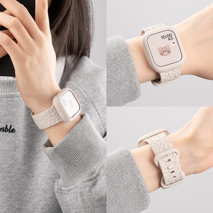 适用iwatch苹果s11手表表带applewatchs10运动豹纹硅胶9表带8夏天