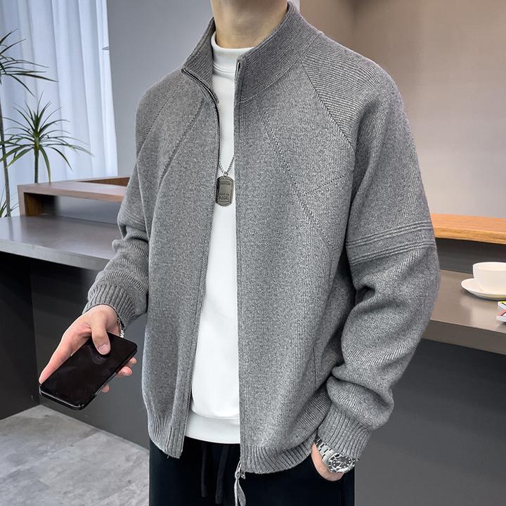 针织开衫毛衣男春秋季2025新款潮流宽松休闲厚棉男士春装上衣外套