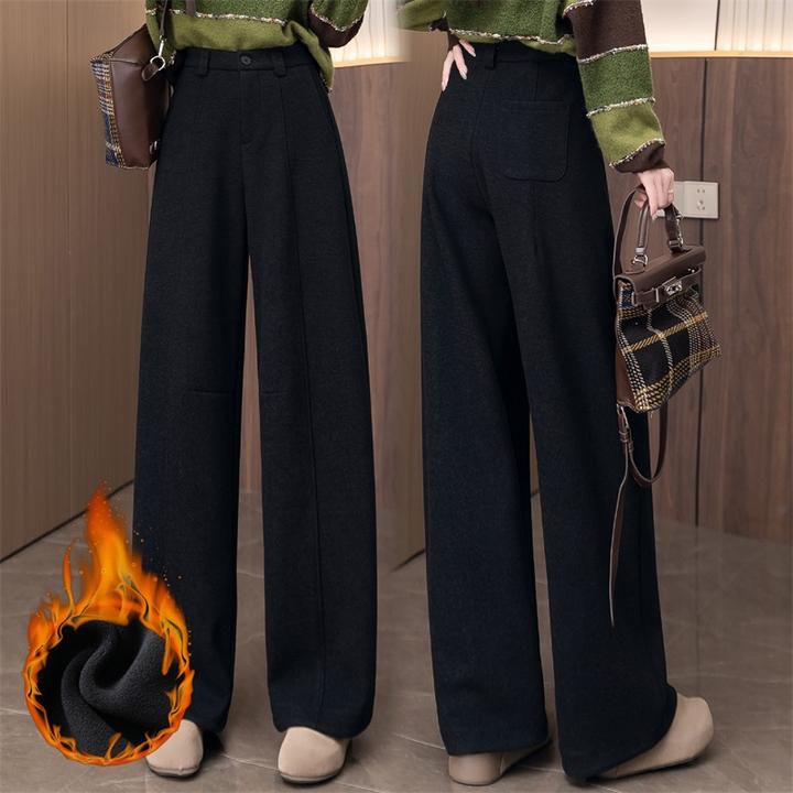 加绒保暖弯刀裤女秋冬款垂感外穿直筒遮胯显腿长休闲长裤宽松女裤