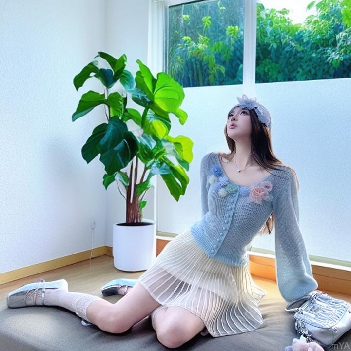 法式氛围感立体花朵针织开衫女甜美温柔风2025秋冬新款别致上衣