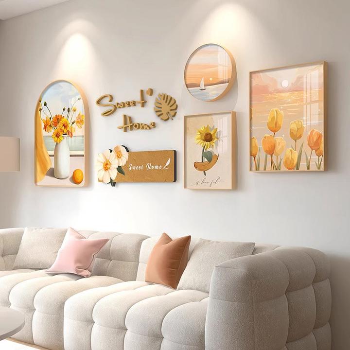 创意客厅装饰画现代简约小清新沙发背景墙奶油风壁画轻奢餐厅挂画