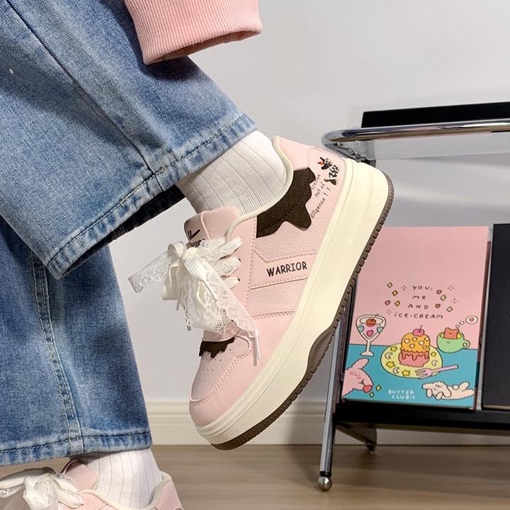 回力粉棕厚底板鞋女春季2026新款甜妹百搭运动休闲鞋增高面包鞋子