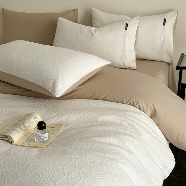 奶油风软糯全棉双层纱床上四件套母婴级A类纯棉家纺被套床单床笠4