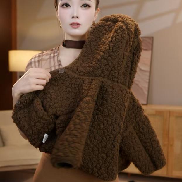 【高品质】花千朵宝宝休闲风通用抓绒衣秋冬连帽外套冬季加绒保暖