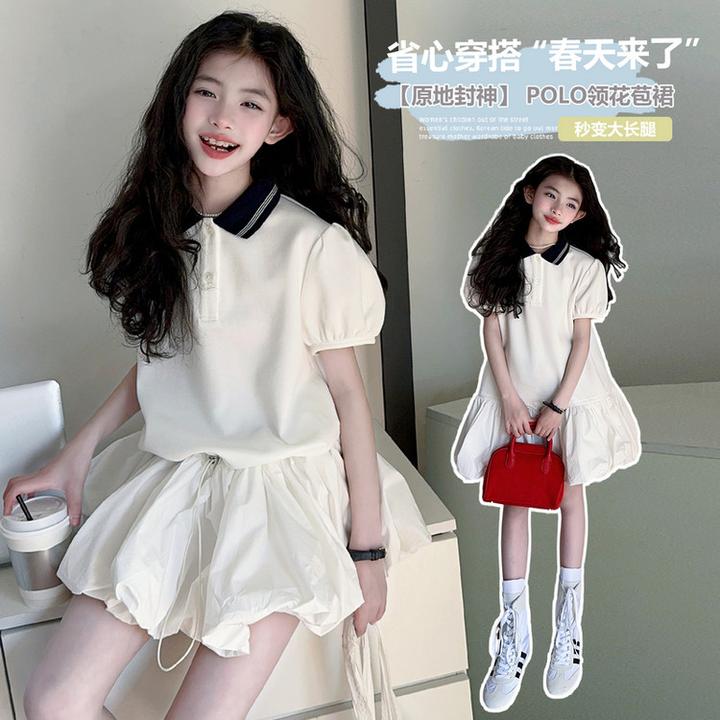 2025女童夏季新款韩版潮时尚公主范小香风新中式公主裙半身裙套装