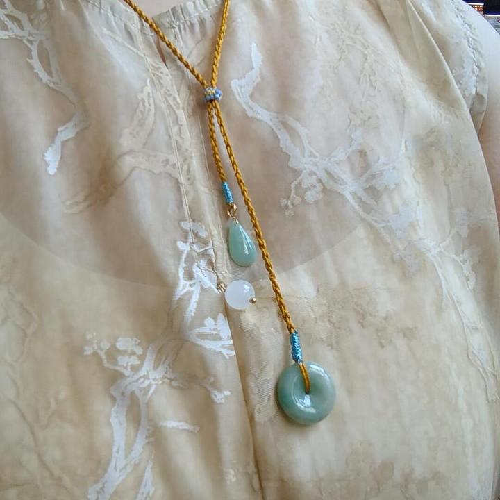 「姜黄色」姜黄双耳编绳项链diy半成品可挂吊坠绳万用能链百搭时尚