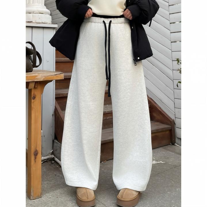 花契“冬的小调”大码女装冬季简约200斤胖mm加绒保暖休闲裤16220-C