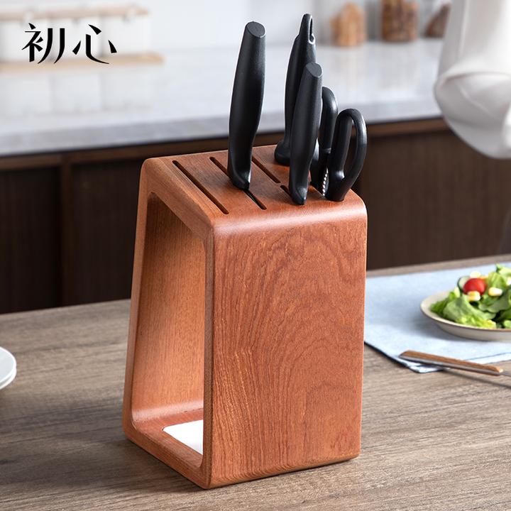 初心实木刀架厨房案板收纳架高档家用二合一中式厨师防霉装菜