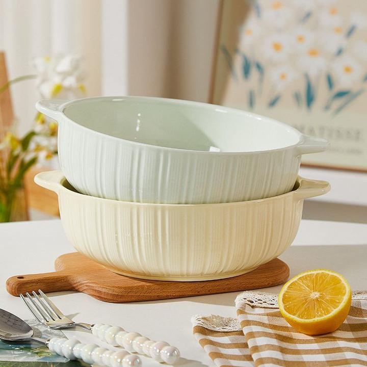 奶油风酸菜鱼大盆碗2025新款家用大号双耳陶瓷汤碗汤盆面碗釉下