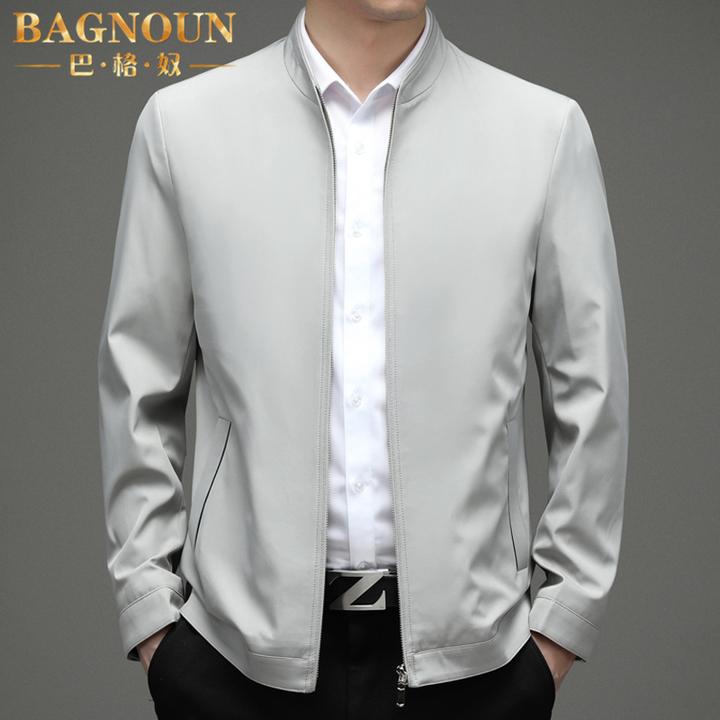 巴格奴夹克男士春秋季新款时尚高端中年薄款行政立领商务休闲外套