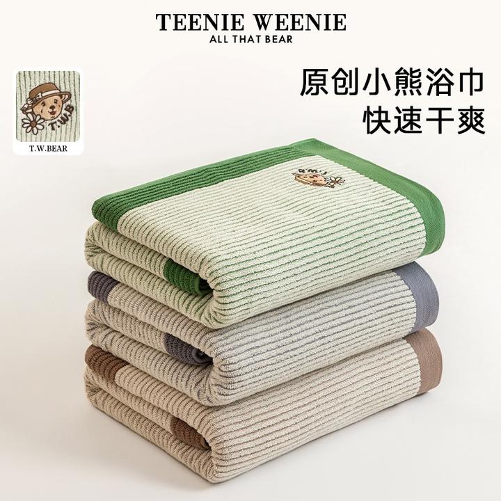 TeenieWeenie小熊刺绣纯棉浴巾2025新款全棉男女成人毛巾吸水夏季
