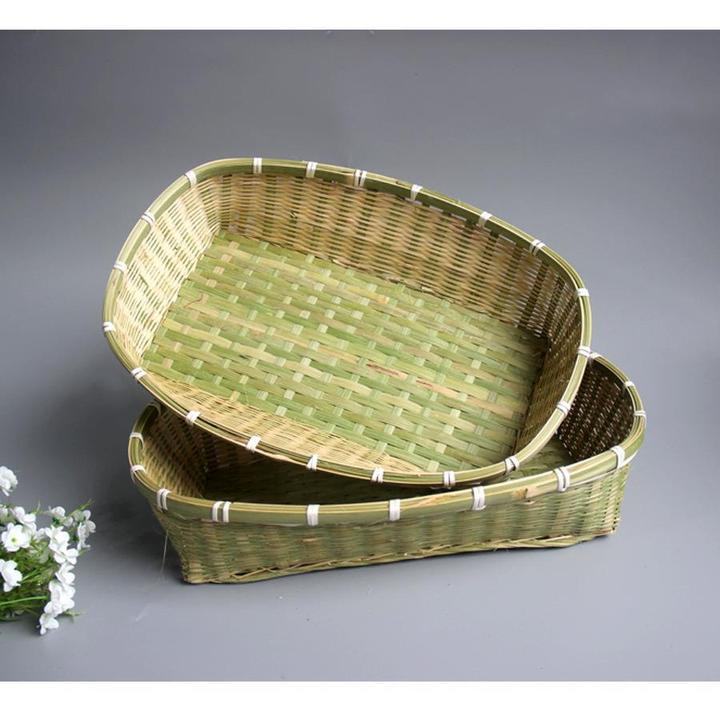 广西竹编制品四方收纳筐农家蔬果收纳篮零食点心筐超市收纳整理筐