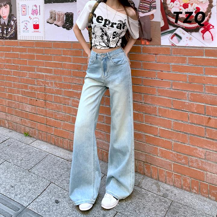 冰川蓝高腰显瘦牛仔裤女2025新款修身百搭马蹄喇叭裤子TZQ2520645