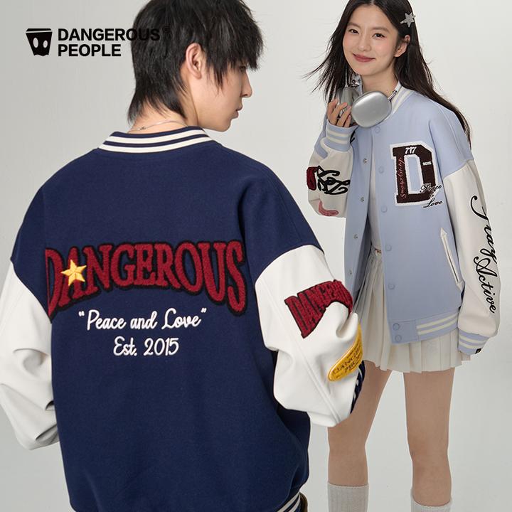 Dangerouspeople薛之谦dsp撞色刺绣棒球服秋季美式宽松潮夹克外套