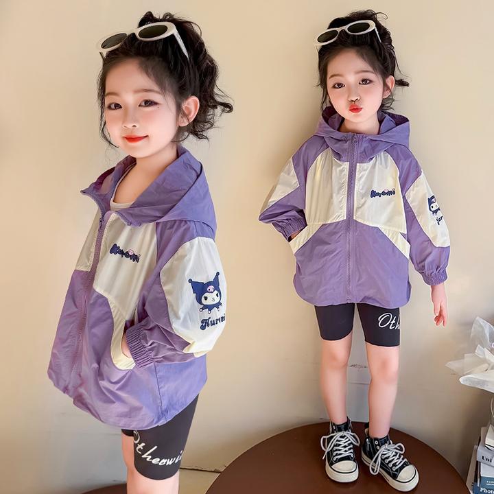 儿童户外防风外套女童夏季外出防晒衣小女孩新款库洛米卡通防晒服