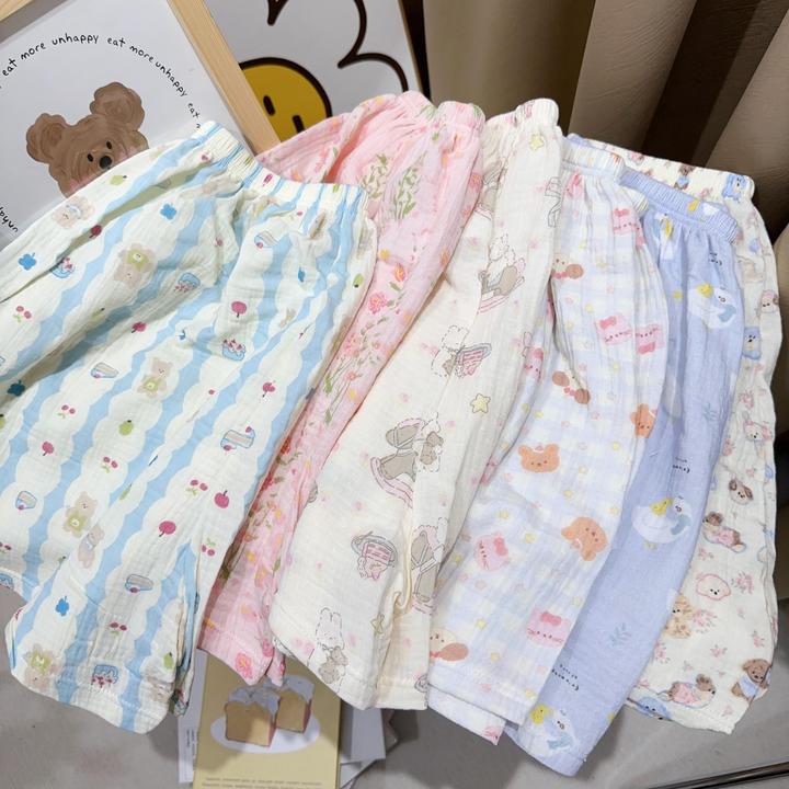 夏季休闲棉纱短裤家居裤卡通可爱透气睡裤百搭A类纯棉女生居家裤