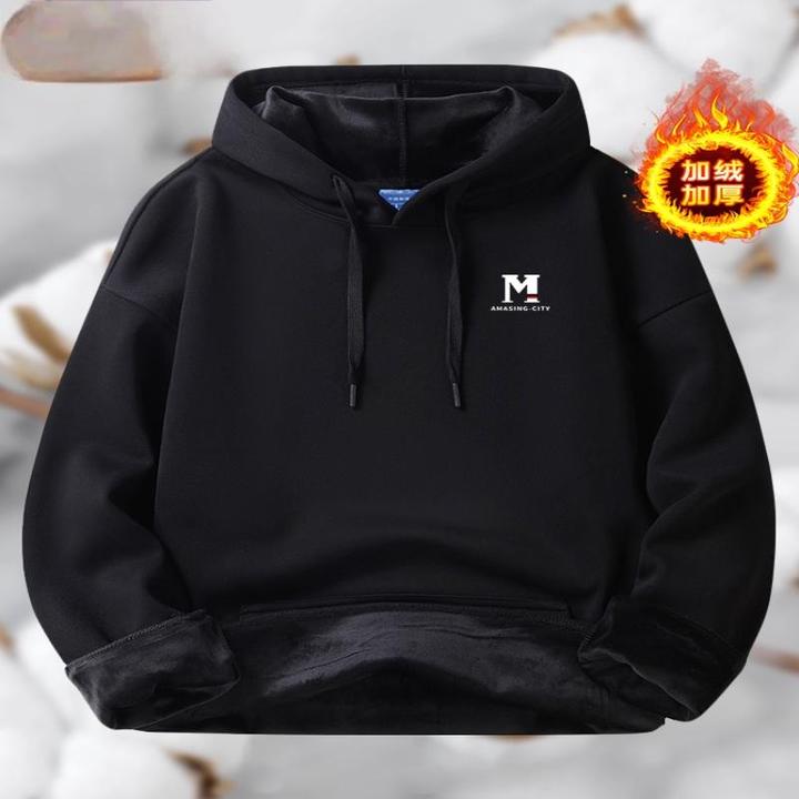 仓石一树秋冬季加绒新款连帽休闲潮流百搭卫衣男情侣高级感男装