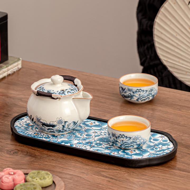 汝窑手抓壶家用泡茶新中式茶具套装复古干泡盘女士专用高颜值茶具