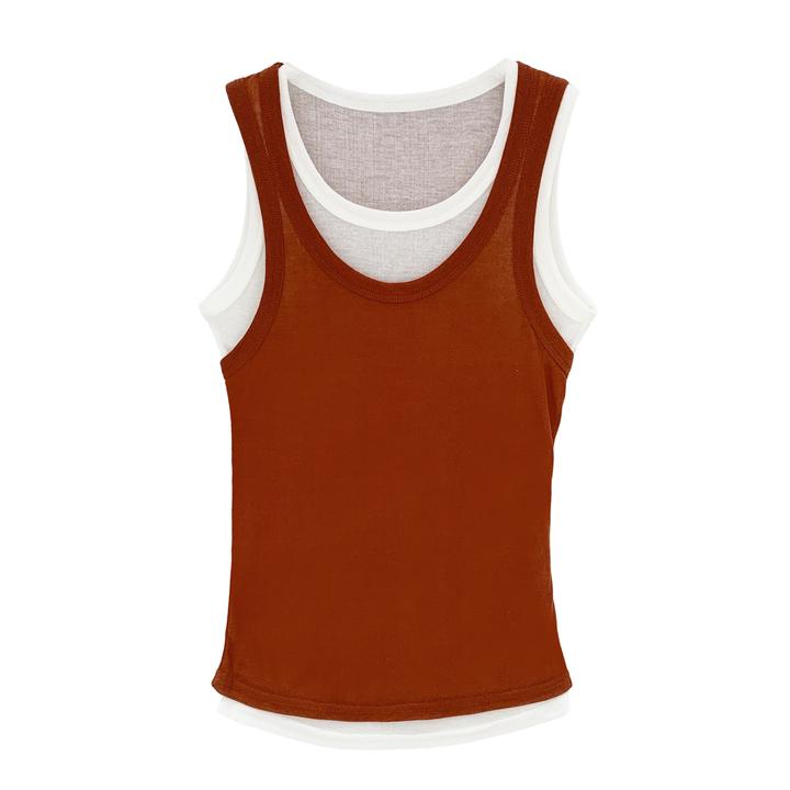 【部分现】薄款撞色吊带背心真两件女2025夏季新款运动风上衣253073