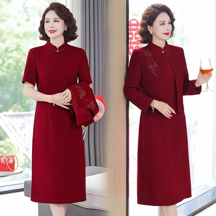 年轻妈妈结婚礼服2025新款十月婚宴装喜婆婆裙子套装两件套高级感