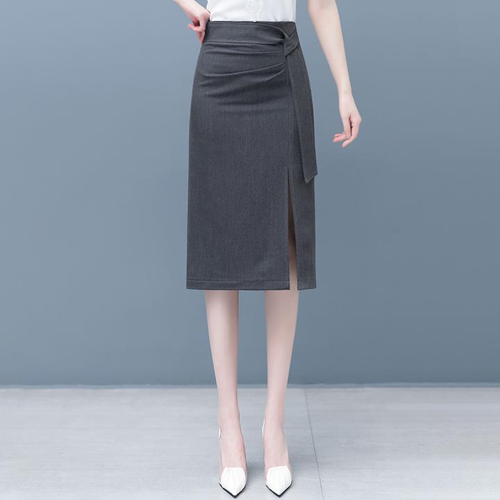 优雅时尚开叉气质中长款半身裙女2025春季新款洋气高腰紧身包臀裙
