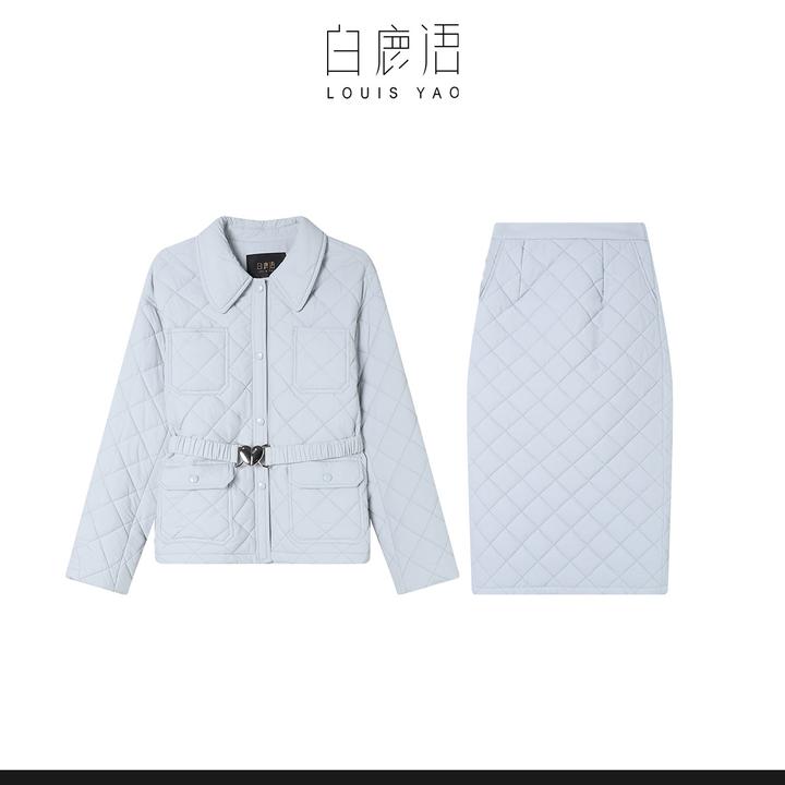 【商场同款新品】白鹿语时尚菱格绗棉棉服女式套装（播）WBX20054