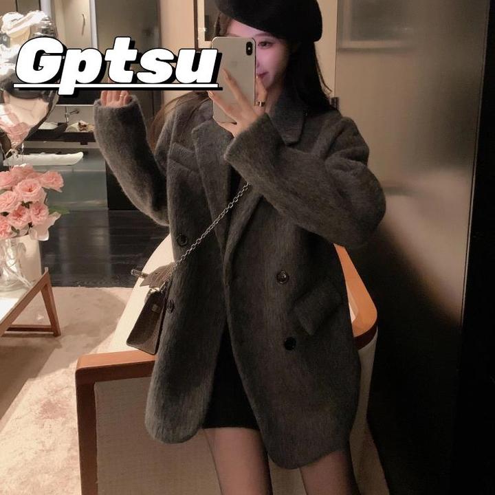GPTSu巨好看初冬灰色外套女秋冬新款爆款独特漂亮绝美装夹棉上衣