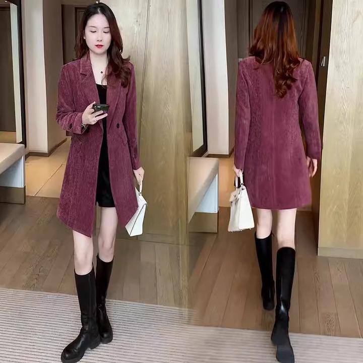 中长款风衣外套女秋冬新款时尚气质显瘦高级感百搭西装领呢子大衣