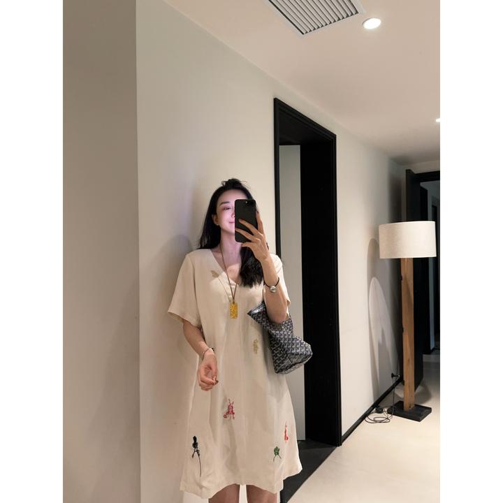 ［REVAN SUN］-大骨架穿搭 冰莓 刺绣连衣裙25089