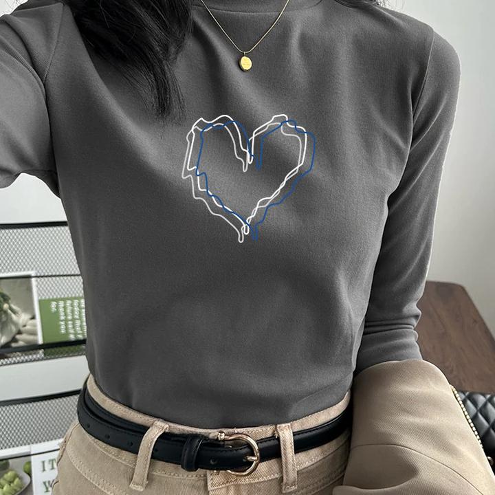 欧货高级减龄加绒德绒半高领长袖打底t恤女正肩秋冬加厚内搭上衣