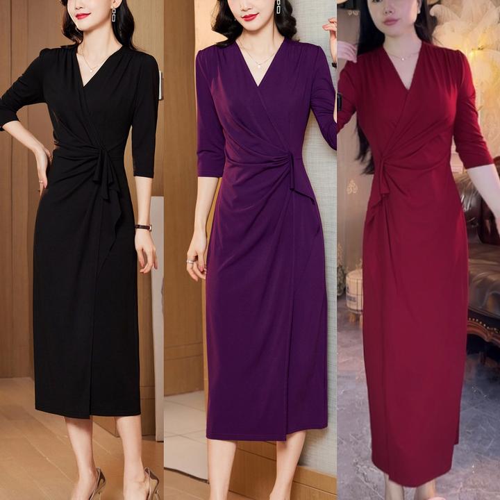 【主播甄选】轻奢时尚气质修身显瘦连衣裙中长款宴会礼服通勤中长裙