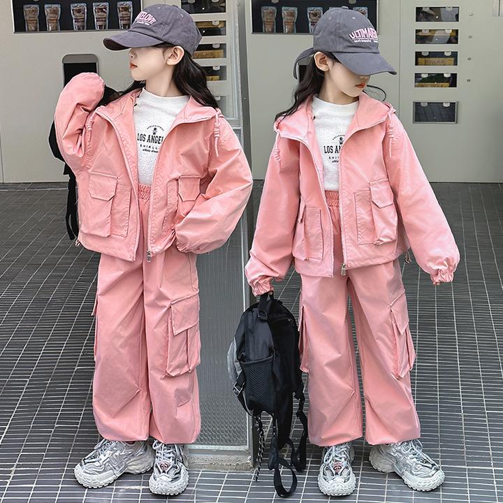 女童套装春装中大童2025新款洋气时髦韩版春秋季儿童工装裤两件套
