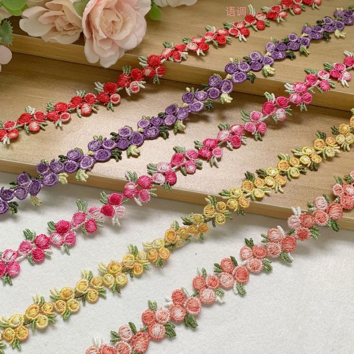 樱桃花边彩色渐变立体水溶刺绣服装娃衣辅料双肩包背包装饰材料