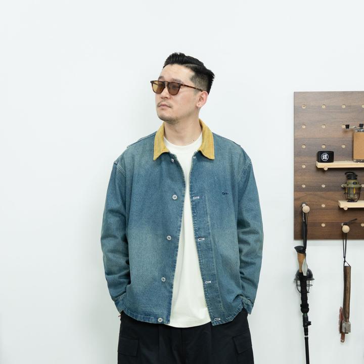 25FW复古底特律牛仔外套休闲简约港风牛仔夹克宽松翻领水洗撞色