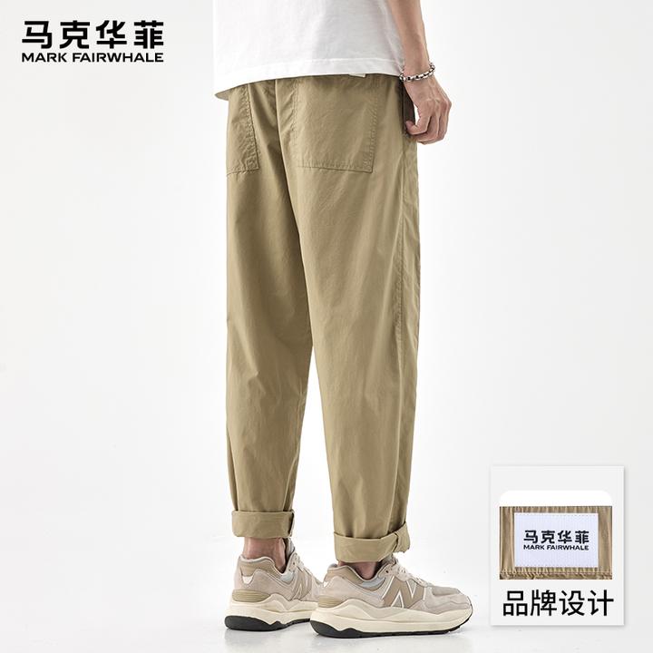 马克华菲2025新款纯棉休闲裤男士夏季薄款美式宽松显瘦百搭九分裤