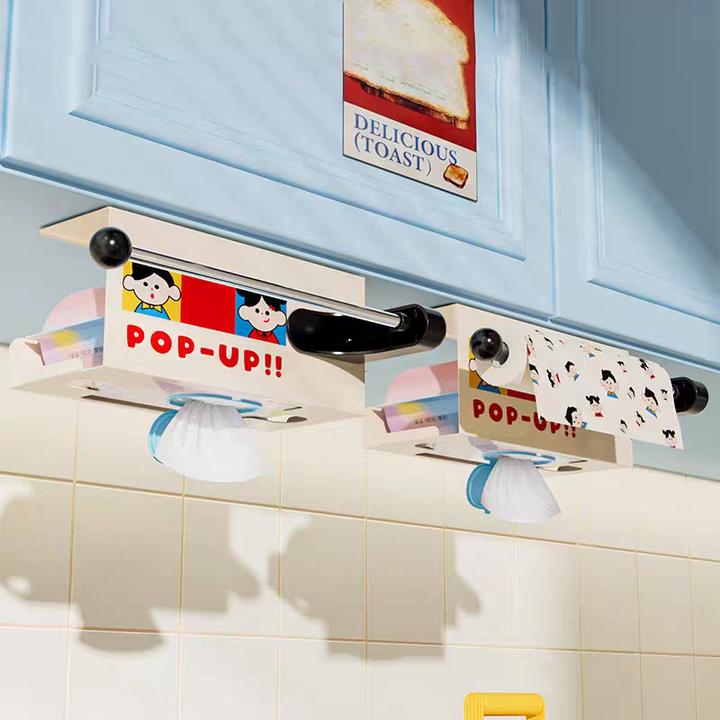 厨房纸巾架子湿巾收纳盒吊柜倒挂抽纸盒用纸挂架卷纸架专用置物架