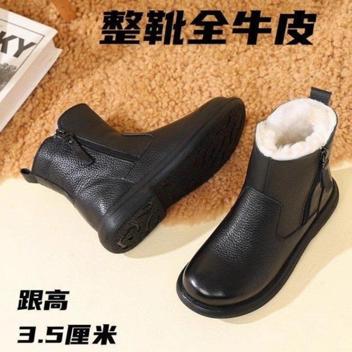 诺贝达【撤柜】外穿雪地靴女超软加绒加厚冬季女短靴保暖棉鞋平底皮