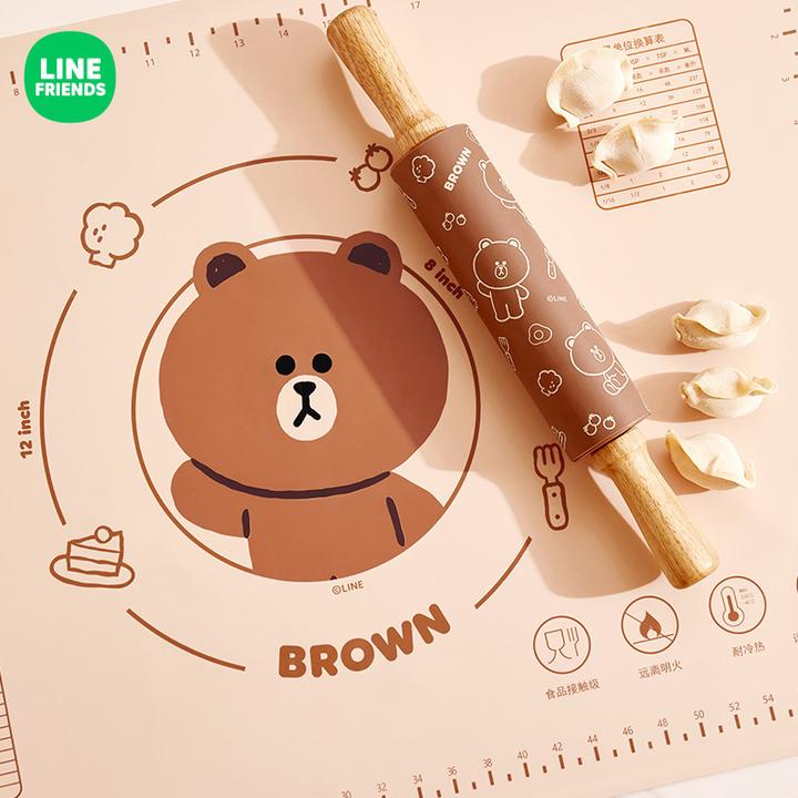LINE FRIENDS擀面杖厨房家用木质滚轴擀面棍卡通擀面条饺子皮工具