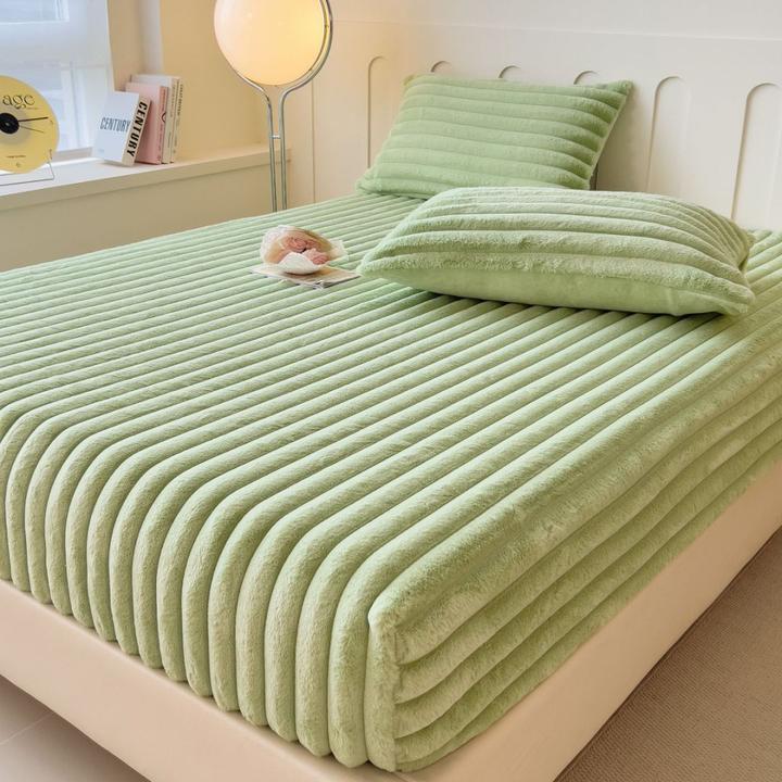 冬天加厚仿兔绒床笠单件床罩套珊瑚牛奶绒床垫保护罩加绒防滑床单