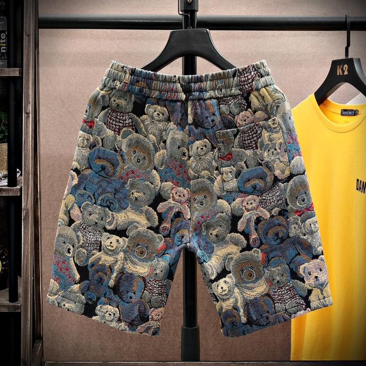 夏季爆款短裤提花大码休闲运动裤宽松韩版潮流沙滩裤外穿情侣裤衩