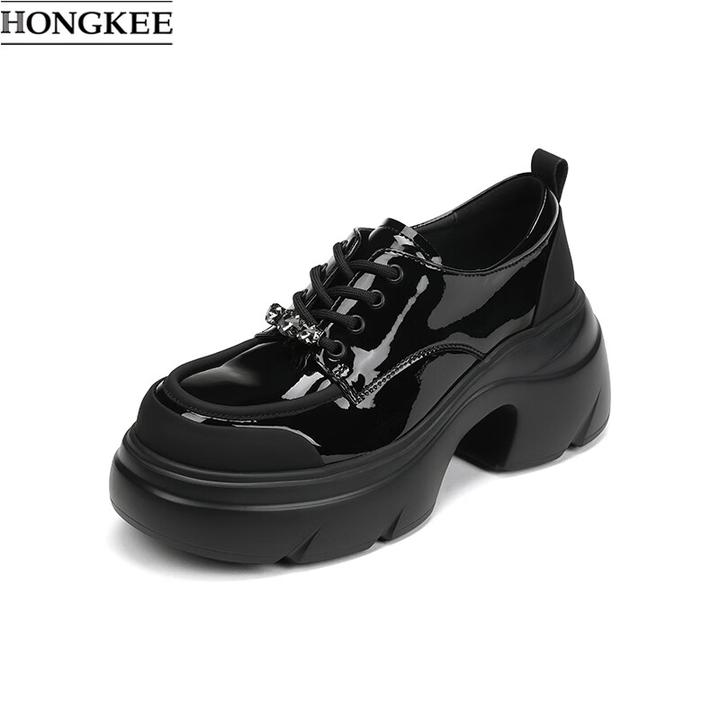 25春季圆头系带水钻饰扣时尚通勤厚底单鞋H805D100