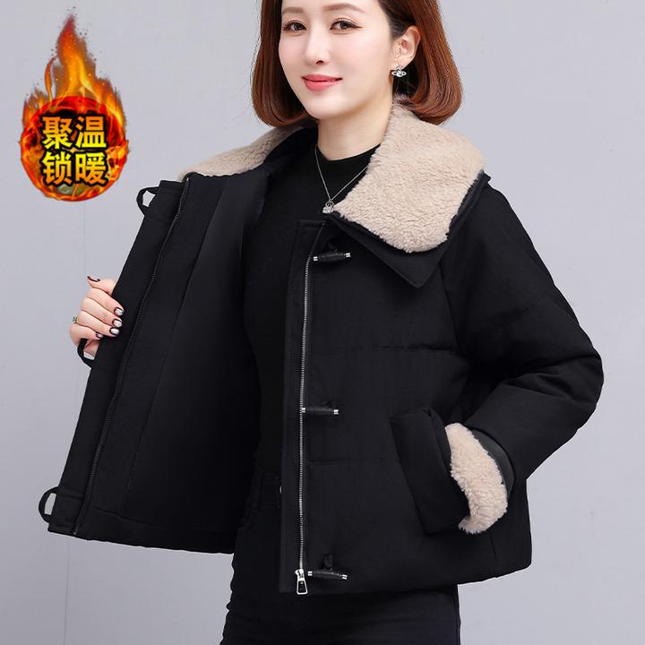 棉服女款妈妈短款小个子中老年女秋冬加厚外套时尚聚温保暖小棉袄