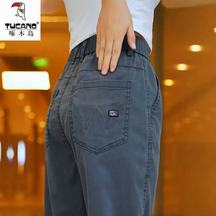 啄木鸟2025秋季宽松直筒潮流男士休闲裤秋冬加绒垂感抗皱宽松裤子