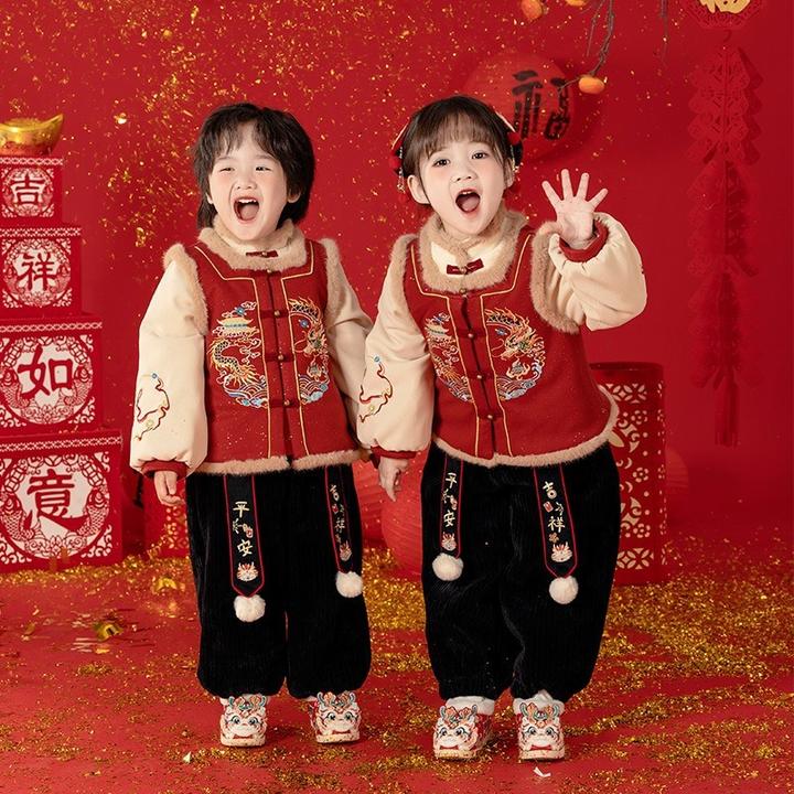 【清仓处理汉服两件套】儿童冬季汉服周岁礼服冬季秋冬加绒中国风
