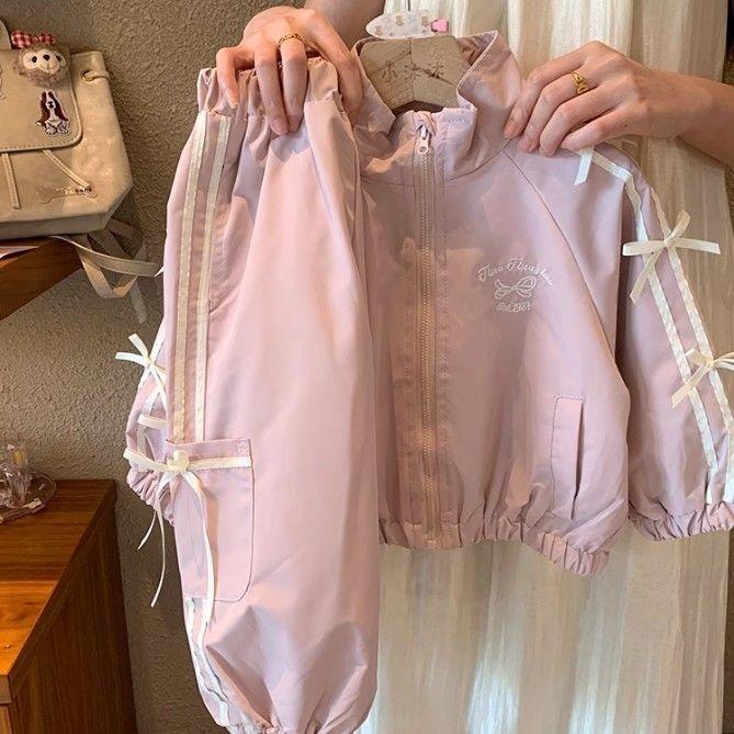 女童新款秋季外套套装蝴蝶结2024儿童洋气时髦秋装运动两件套TZ