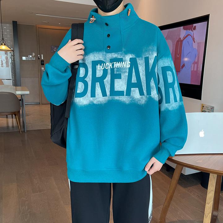 半高领卫衣男春秋季新款青少年百搭上衣初中学生大童套头打底外套